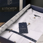 Mandarin Collar Quarter-Button Shirt // White (M)