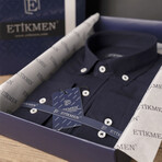 Solid Button-Down Shirt // Navy (L)