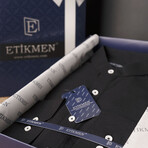 Mandarin Collar Quarter-Button Shirt // Black (2XL)