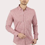 Solid Button-Down Shirt // Melange Light Cherry (S)