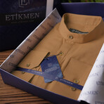 Mandarin Collar Quarter-Button Shirt // Tan (XL)