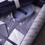 3-Tone Ombre Button-Up Shirt // Slim Fit // Blue-Gray (S)