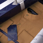 Mandarin Collar Quarter-Button Shirt // Tan (XL)