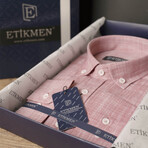 Solid Button-Down Shirt // Melange Light Cherry (S)