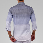 3-Tone Ombre Button-Up Shirt // Slim Fit // Blue-Gray (S)