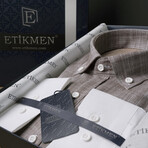 3-Tone Ombre Button-Up Shirt // Slim Fit // Brown-Beige (S)