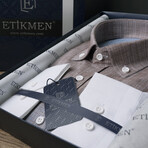 3-Tone Ombre Button-Up Shirt // Slim Fit // Brown-Blue (S)