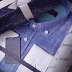 Ombré Button-Down Shirt // Purple + Light Blue (M)