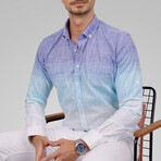 Ombré Button-Down Shirt // Purple + Light Blue (M)