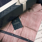 Mandarin Collar Quarter-Button Shirt // Melange Light Cherry (S)