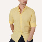 Solid Roll-Sleeve Button-Down Shirt // Yellow (S)