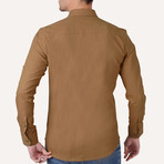 Solid Roll-Sleeve Button-Down Shirt // Tan (XL)