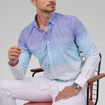 Ombré Button-Down Shirt // Purple + Light Blue (M)