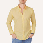 Solid Roll-Sleeve Button-Down Shirt // Yellow (S)