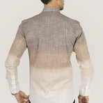 3-Tone Ombre Button-Up Shirt // Slim Fit // Brown-Beige (S)