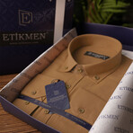 Solid Roll-Sleeve Button-Down Shirt // Tan (XL)