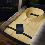 Solid Roll-Sleeve Button-Down Shirt // Yellow (S)