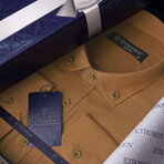 Solid Roll-Sleeve Button-Down Shirt // Tan (XL)