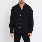 Loose Fit Button Down // Black (S)
