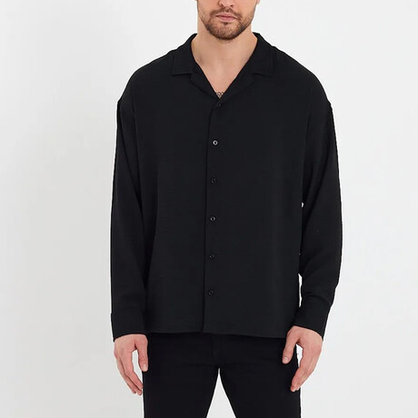 Notch Collar Button Up // Black (XS)