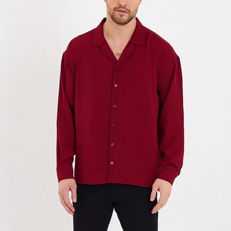 Notch Collar Button Up // Burgundy (M)