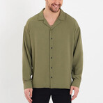 Notch Collar Button Up // Olive Green (S)