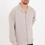 Notch Collar Button Up // Beige (S)