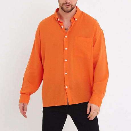 Loose Fit Button Down // Orange (XS)