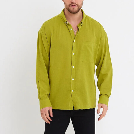 Loose Fit Button Down // Chartreuse (XS)