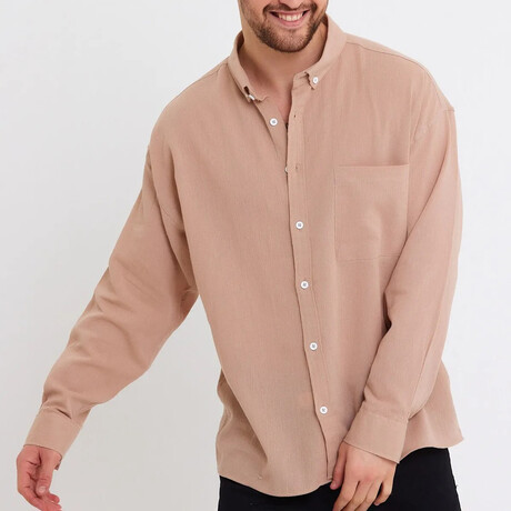 Loose Fit Button Down // Beige (XS)
