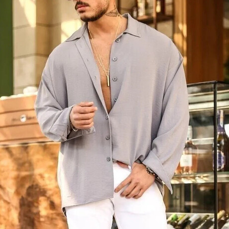 Oversized Button Up // Gray (XS)