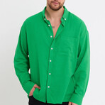 Loose Fit Button Down // Green (XL)