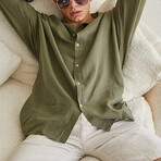 Oversized Button Up // Olive Green (L)