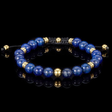 Lapis Lazuli Stone + Gold Plated Stainless Steel Adjustable Bracelet // 8"