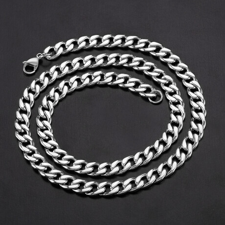 Polished Stainless Steel Curb Chain Necklace // 24"