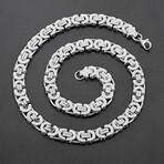 Polished Stainless Steel Flat Byzantine Chain Necklace // 22"