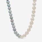 18k White Gold Akoya White + Gray Pearl Strand Necklace // 30"