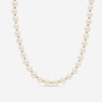 18K Yellow Gold Fresh Water White Pearl Necklace // 19.2"