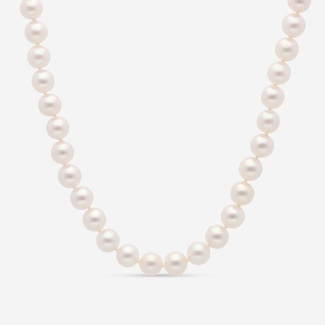 18K White Gold White Fresh Water Pearl Necklace // 17.5"