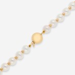 18K Yellow Gold Fresh Water White Pearl Necklace // 19.2"