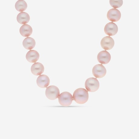 18K Yellow Gold Kasumi Light Pink Pearl Strand Necklace // 17.5"