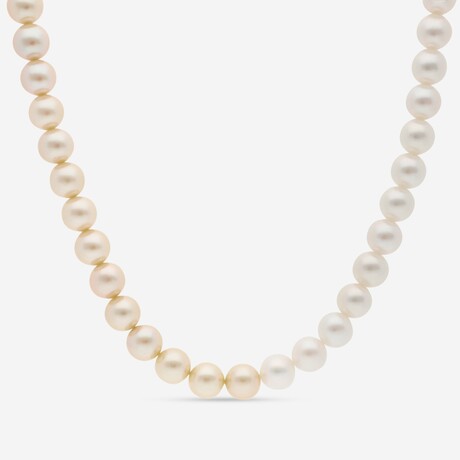 18k White Gold Cultured Gold + White Strand Necklace // 31"