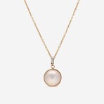 18K Yellow Gold Mabe Pearl Pendant Necklace // 16.5"