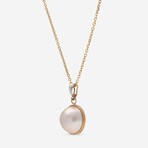 18K Yellow Gold Mabe Pearl Pendant Necklace // 16.5"