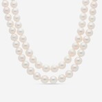 18K White Gold Double Row Akoya Pearl Necklace // 18"