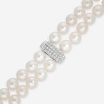 18K White Gold Double Row Akoya Pearl Necklace // 16"