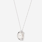 18K White Gold South Sea Pearl + Diamond Pendant Necklace // 17"