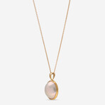 18K Yellow Gold White Round Mabe Pearl Pendant Necklace // 18"