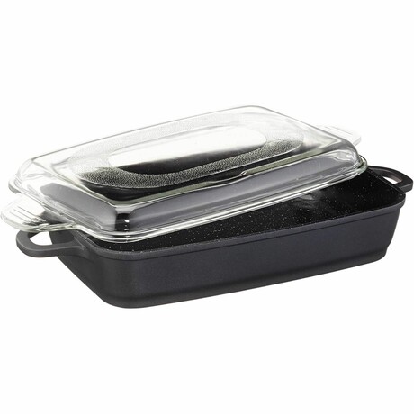 BergHOFF Scala Non-stick Cast Aluminum Roasting Pan 13" x 8.25" x 2.5", 4.9Qt., Ferno-Green, Non-Toxic Coating