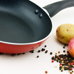 Geminis Cast Aluminum Non-Stick Fry Pan (Non-Induction), 10", Red